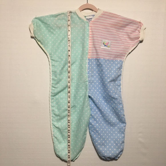 Vtg Precious Originals body suit romper polkadot zips pink blue green white 3T - Picture 3 of 14